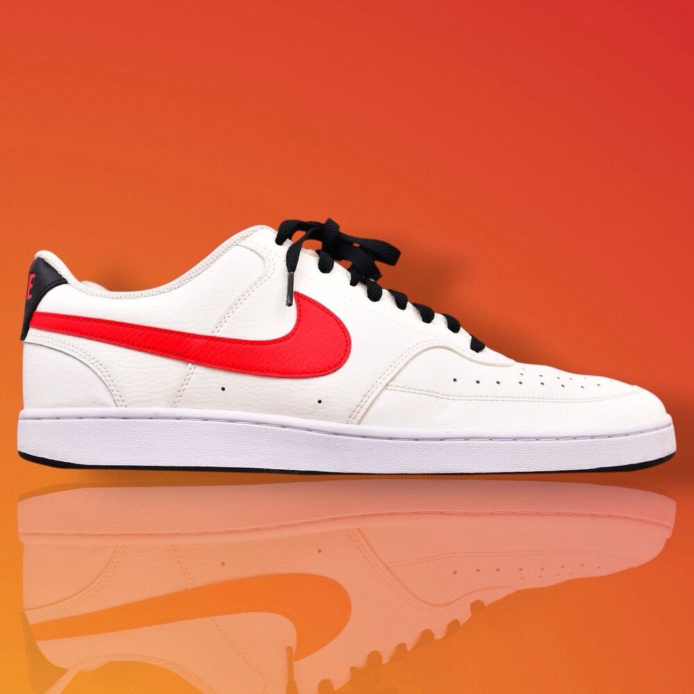 Nike Court Vision Low Sneakers White Red Black Mens Size 14 DM1187-101